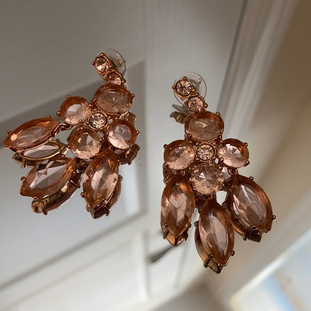 Jcrew rose gold and crystal chandelier earrings